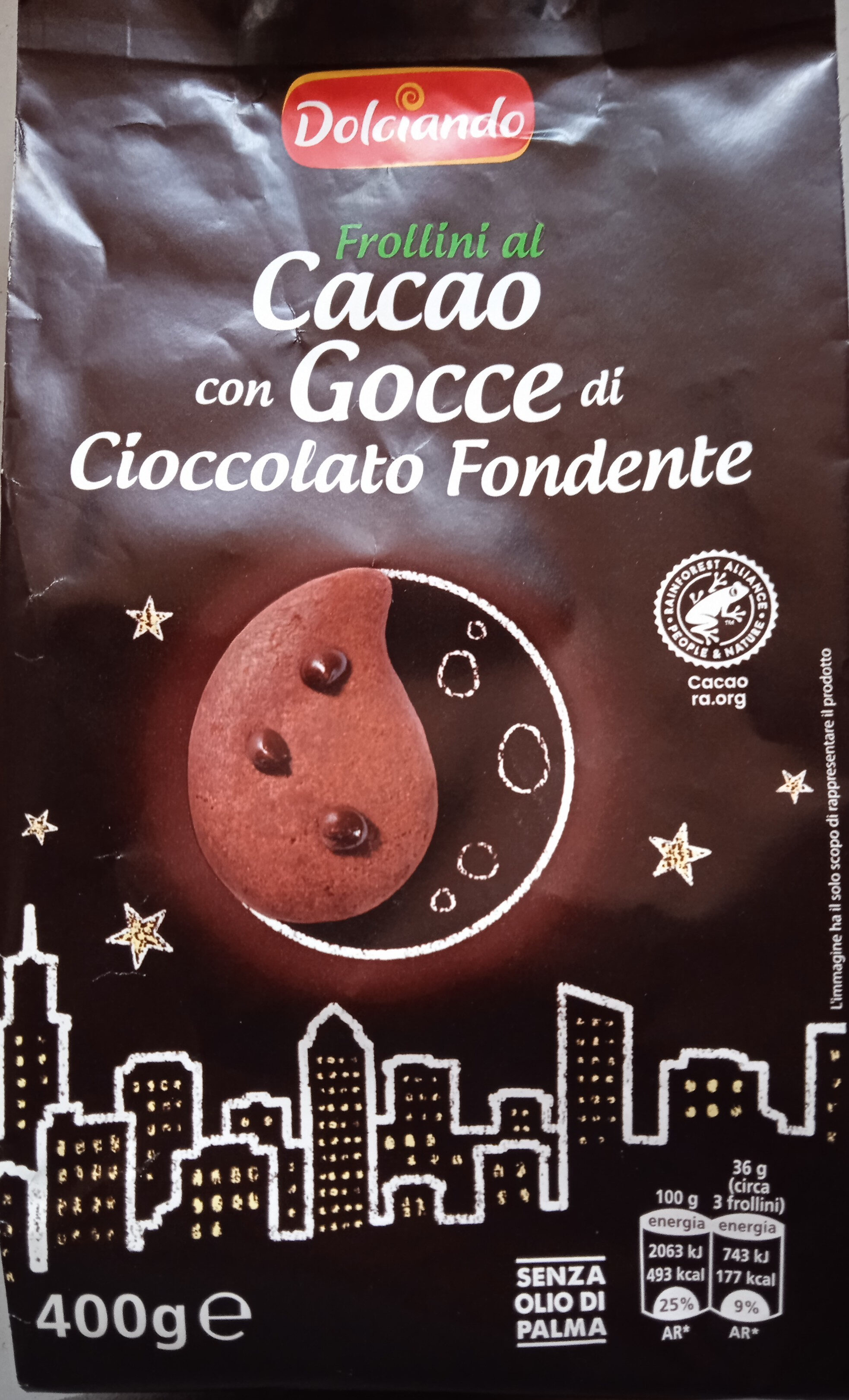 Frollini al cacao con Gocce di Cioccolato Fondente - Prodotto