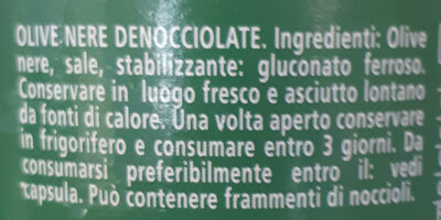 Olive nere denocciolate - Ingredienti