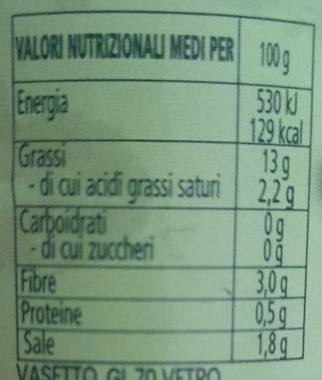 Olive nere denocciolate - Valori nutrizionali