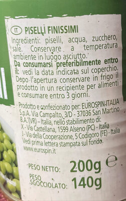 Piselli finissimi - Ingredienser - it