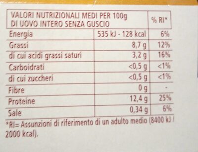 Uova fresche pasta gialla - Nutrition facts - it