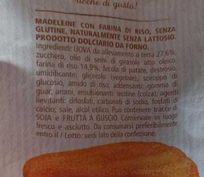Madeline - Ingredienti