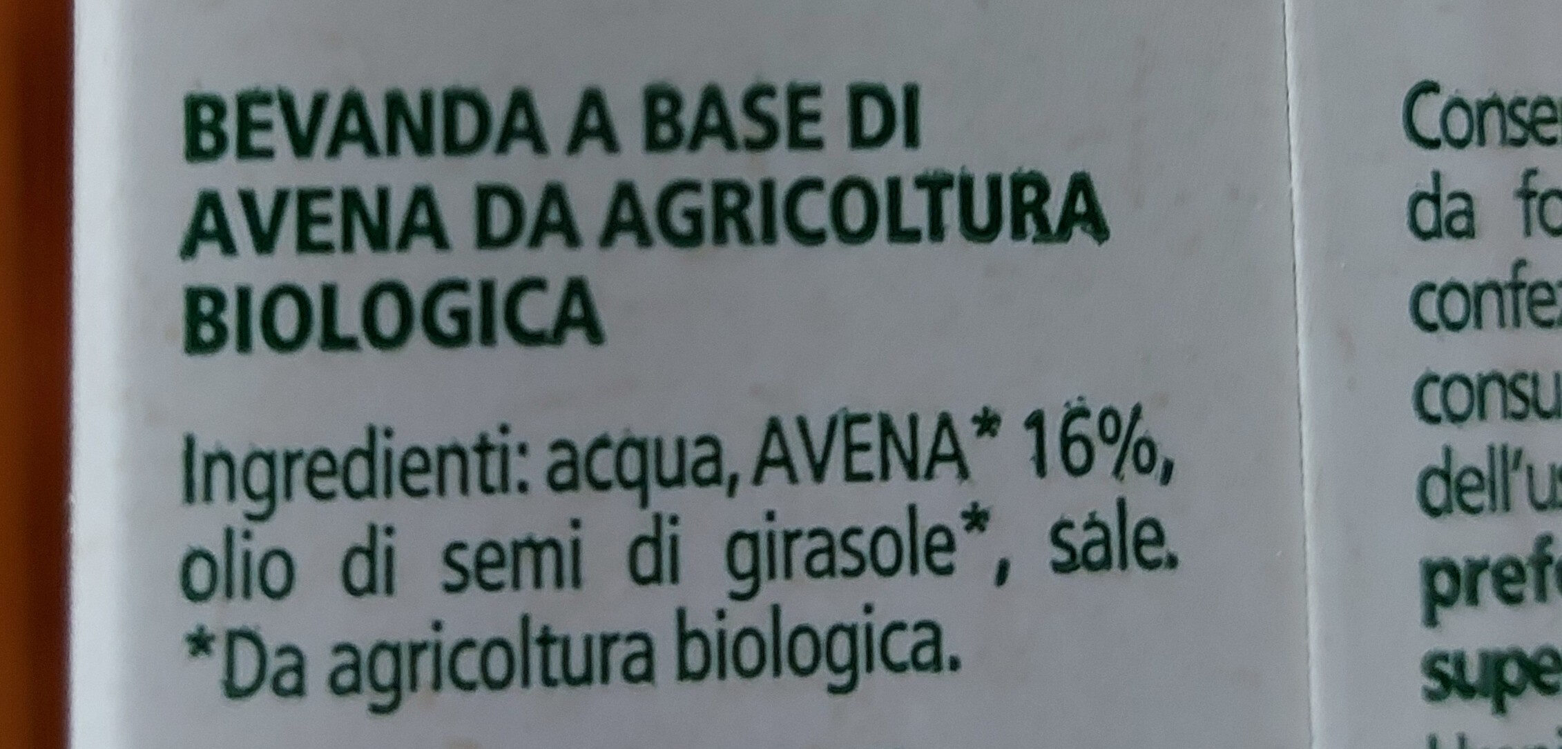Bevanda all'avena - Ingredients - it