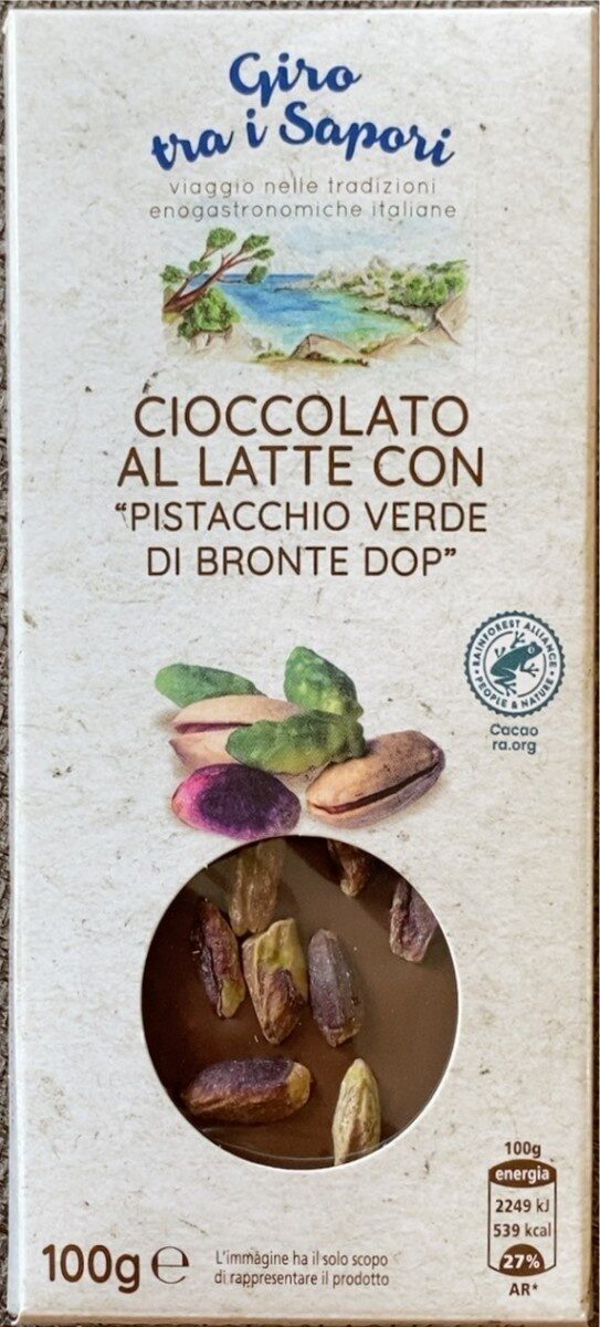 Cioccolato al latte com pistacchio verde di bronte dop - Produkt - it