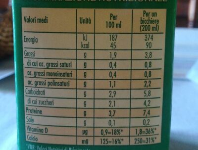 Cereal soia calcio - Valori nutrizionali