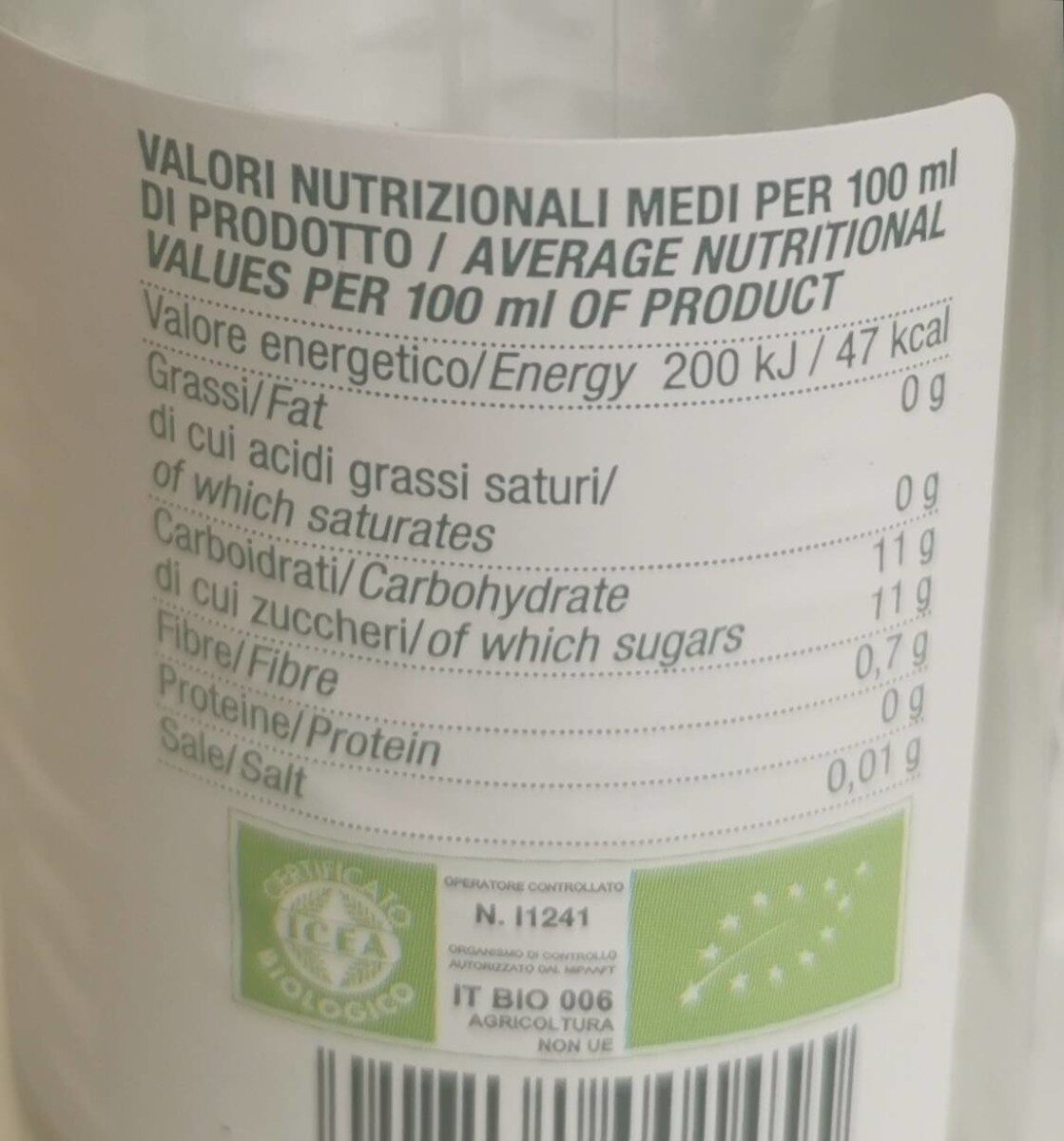 Succo pompelmo bio - Nutrition facts - it
