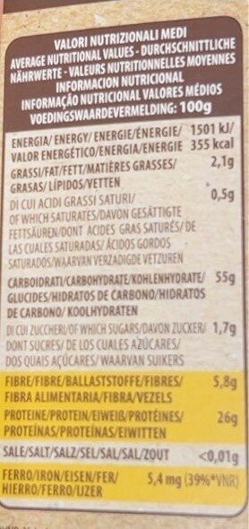 Penne di lenticchie gialle (250 GR) - Nutrition facts - fr