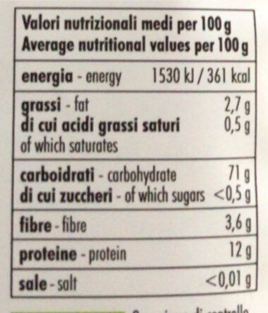 Fiocchi di grano saraceno - Valori nutrizionali
