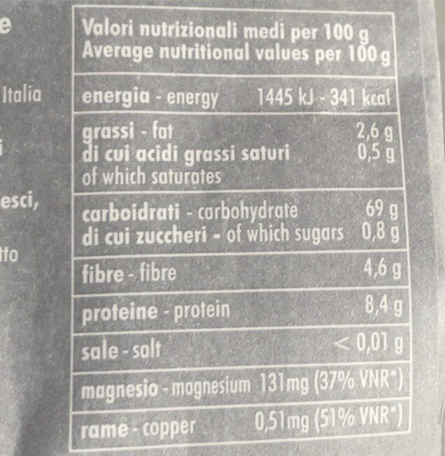 Riso nero integrale italiano - Nutrition facts - it