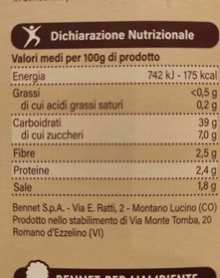 Gnocchetti Tricolore Bennet - Valori nutrizionali