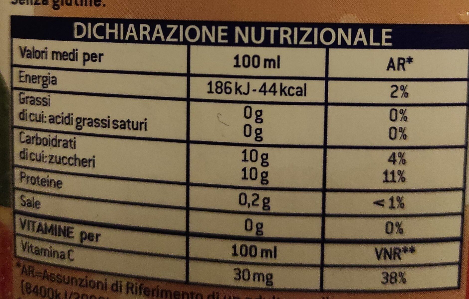 Arancia rossa - Nutrition facts - it
