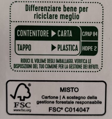 Bevanda di avena biologica - Istruzioni per il riciclaggio e/o informazioni sull'imballaggio