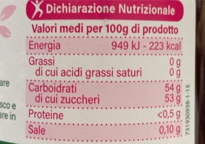 Confettura Extra Prugne - Valori nutrizionali