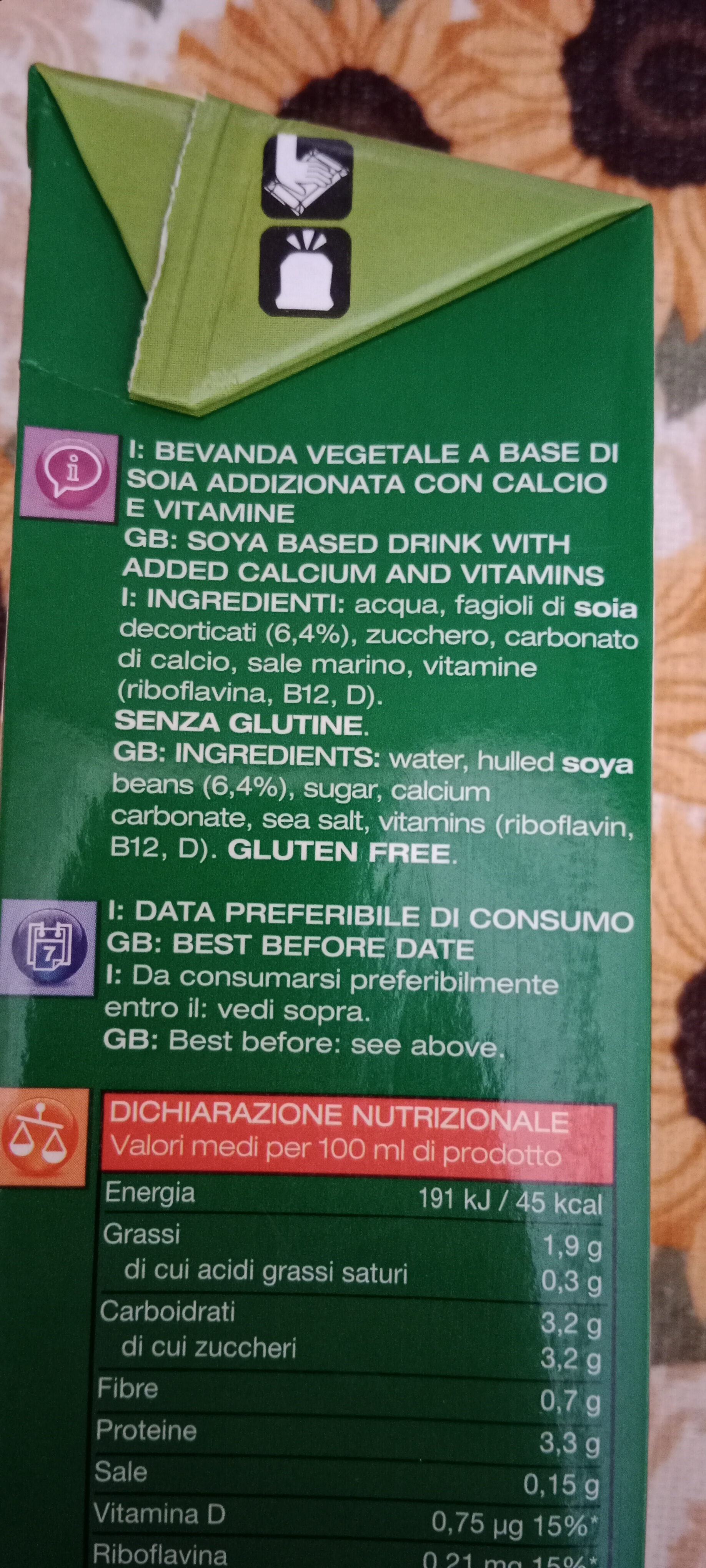 Soya drink Vivo Meglio - Ingredienti