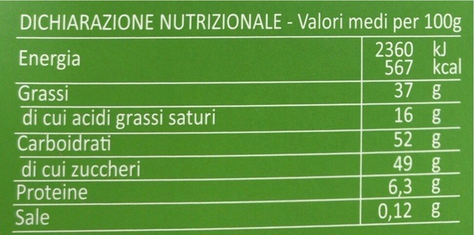 Cioccolato svizzero latte nocciole intere - Valori nutrizionali