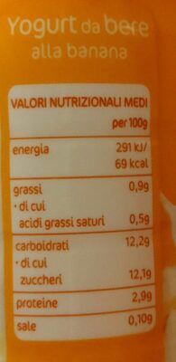 Yogurt da bere - Valori nutrizionali