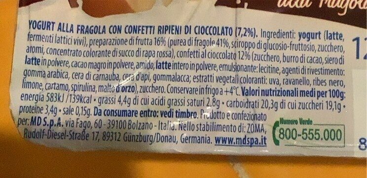 Yogurt mix alla fragola con confetti al cioccolato - Näringsfakta - it