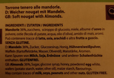 Torrone morbido alle mandorle - Ingredients - it