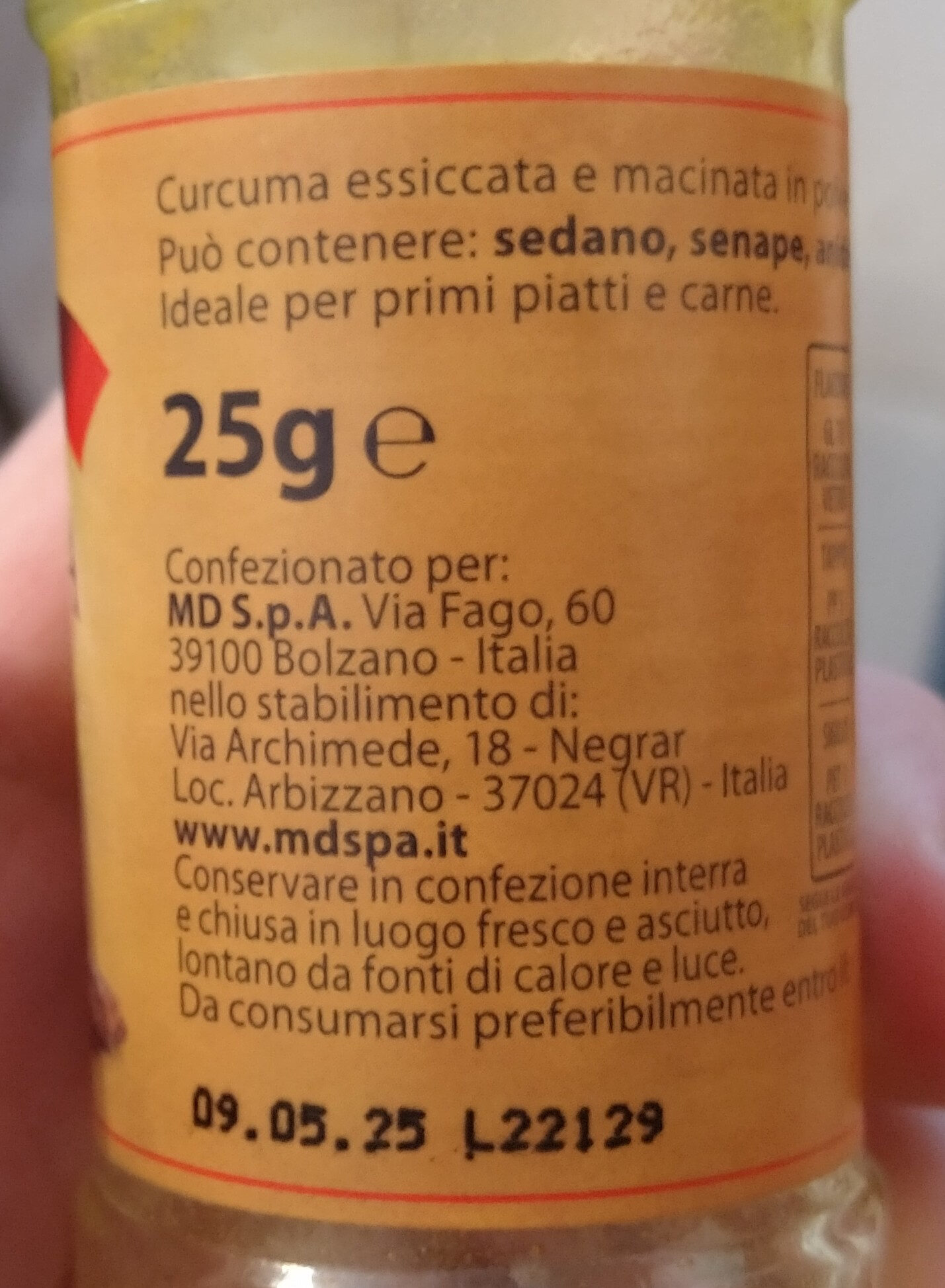 Curcuma macinata - Ingredienti