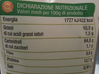 Snack con legumi biologici non fritti - Valori nutrizionali