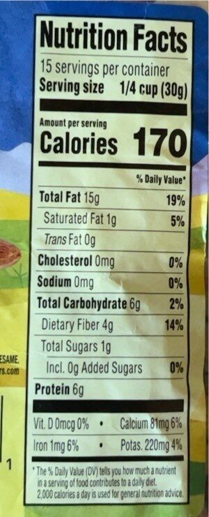 Whole California Almonds - Nutrition facts