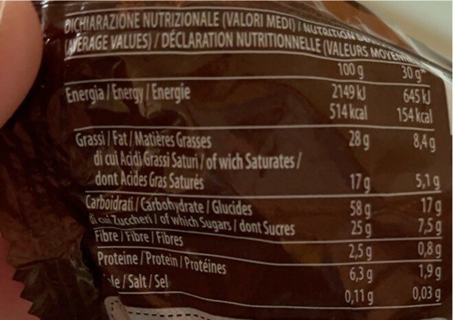 Biscotto al cioccolato - Nutrition facts - it