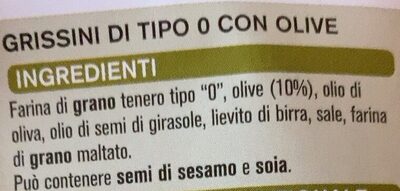 Grissini alle olive - Ingredienti