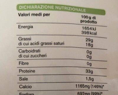 Grana padano dop a cubetti - Nutrition facts - it