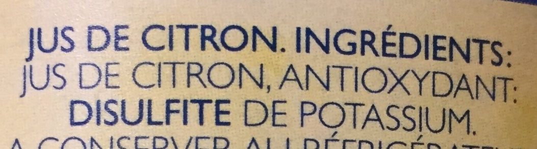 Jus de Citron - Ingredients - fr