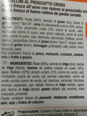 Tortellini prosciutto crudo - Ingrédients