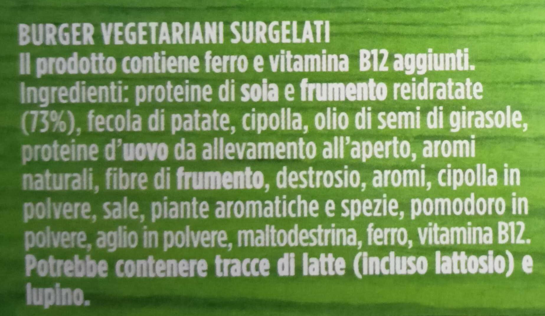 Burger vegani - Ingredienti