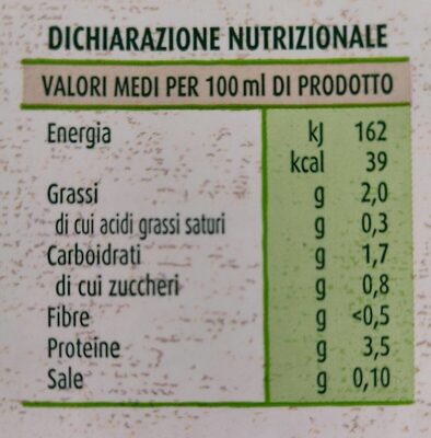 Bevanda a base di soia biologica - Valori nutrizionali