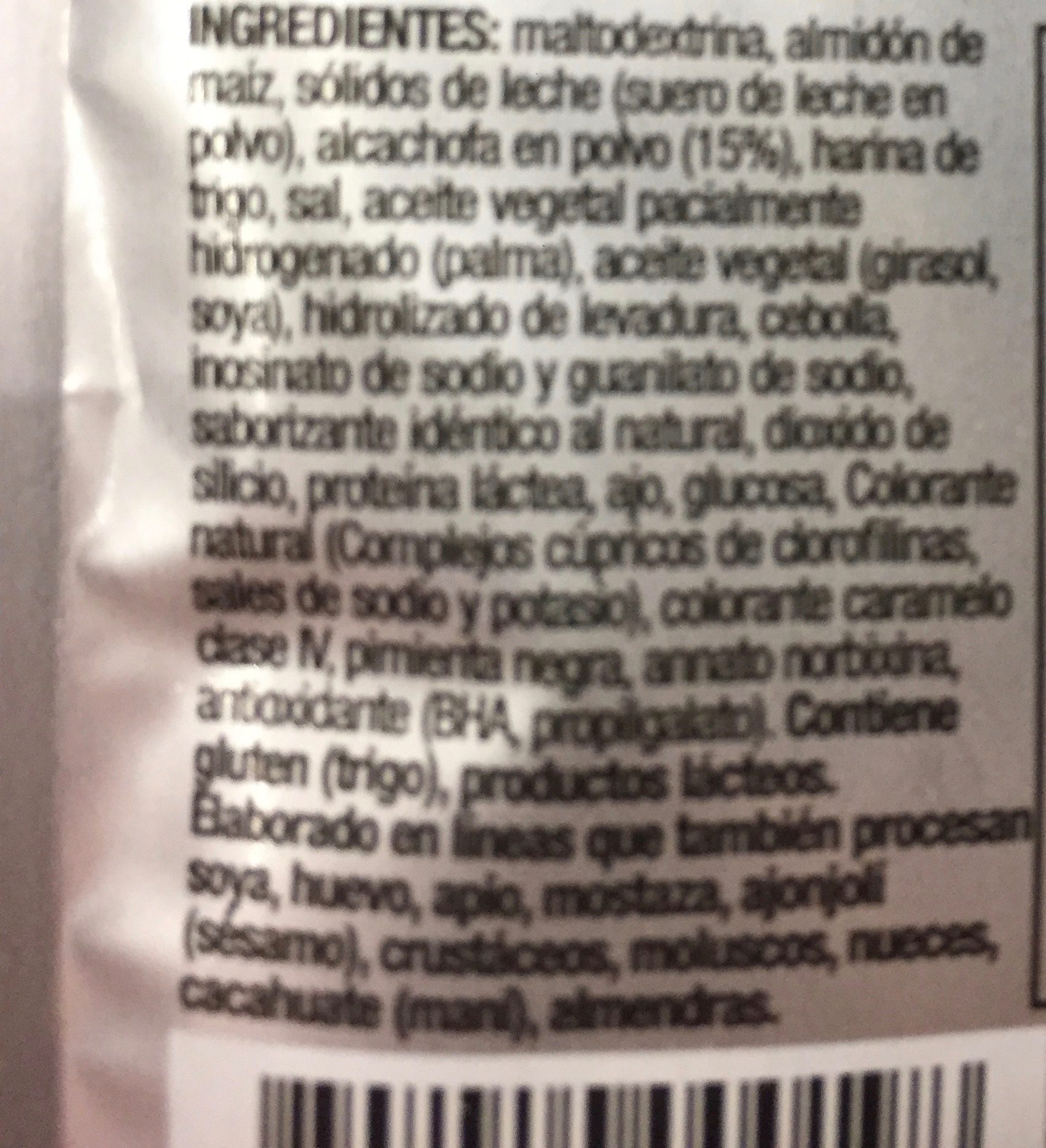 Crema de alcachofas - Ingredientes