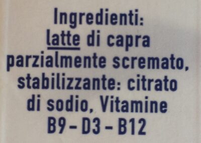 Latte di capra - Ingredienser - it