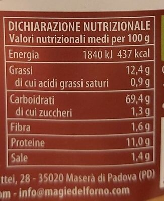 Grissini Farro e Quinoa - Valori nutrizionali