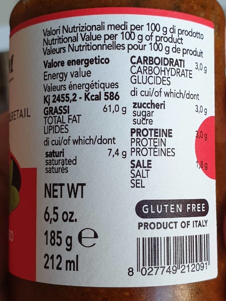 Pesto Rosso - Nutrition facts - fr