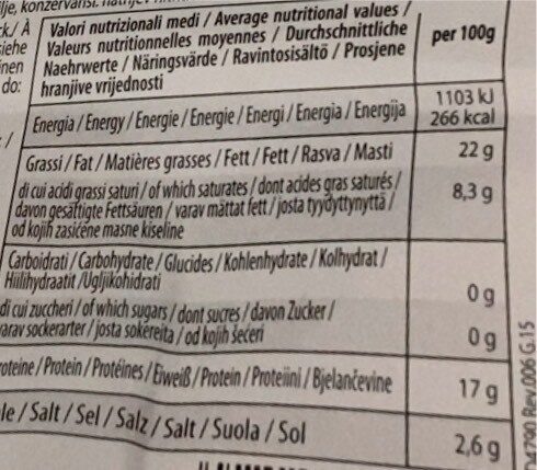 Mortadella bologna IGP - Tableau nutritionnel - es