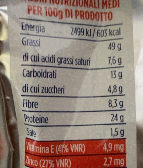 Arachidi Tostate in Forno - Non Fritte - Valori nutrizionali