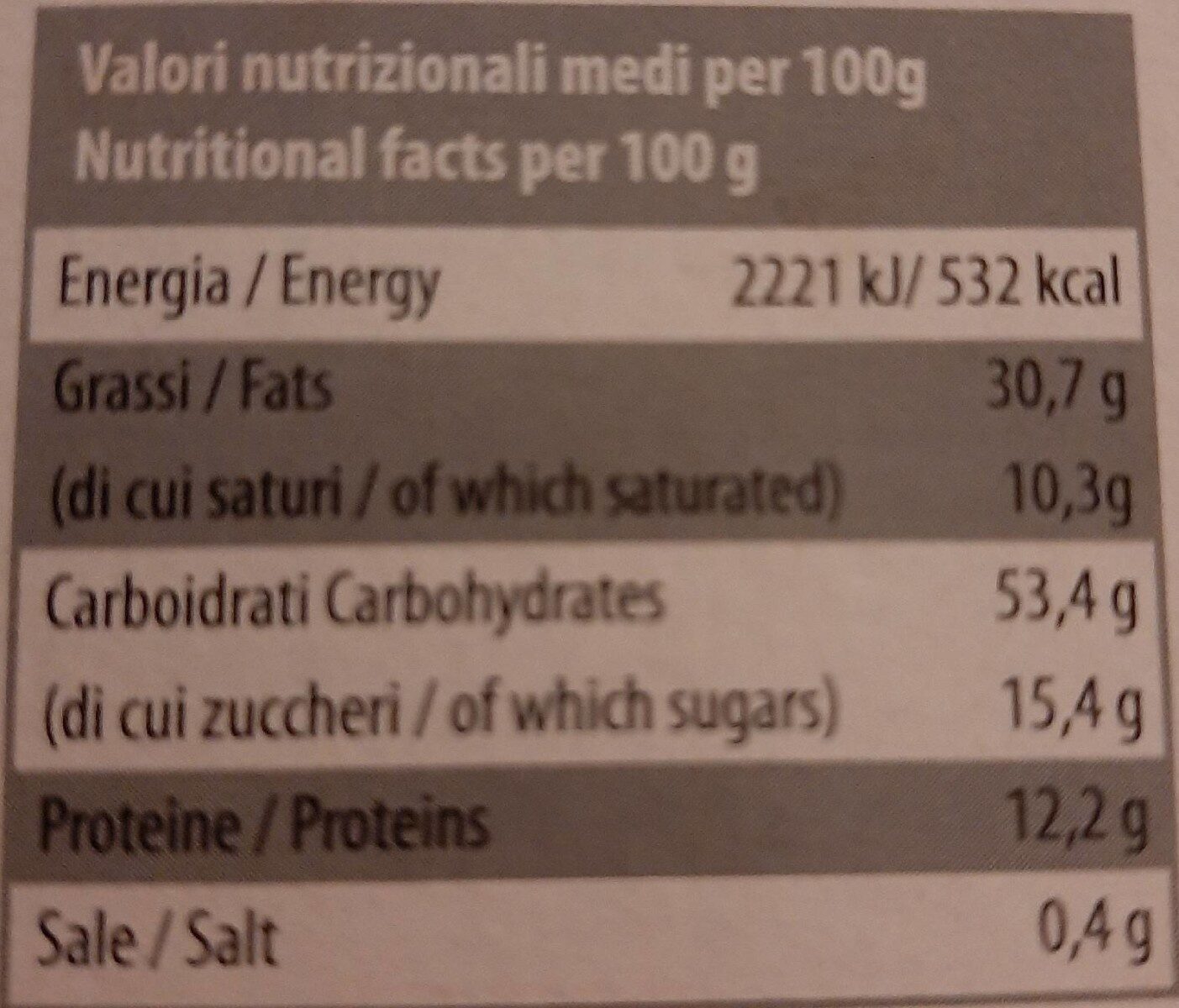 American penuts cookies - Valori nutrizionali