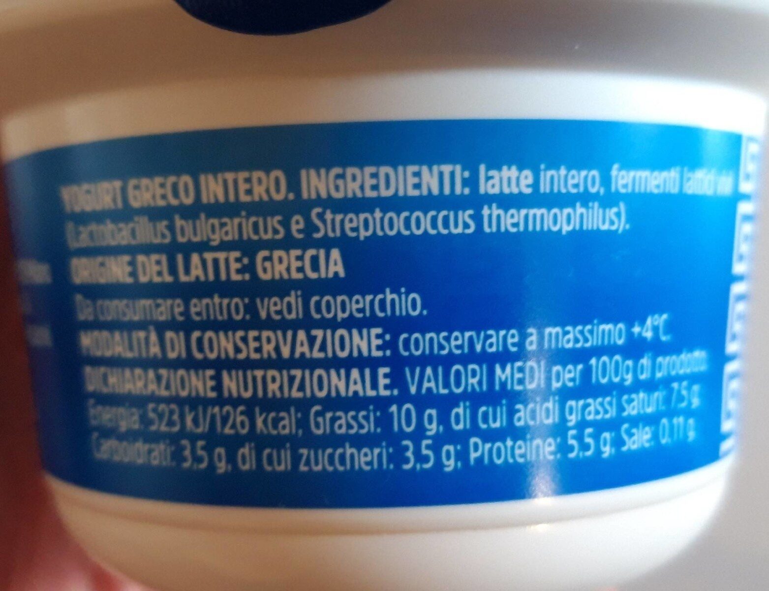 Yogurt bianco greco intero - Nutrition facts - it