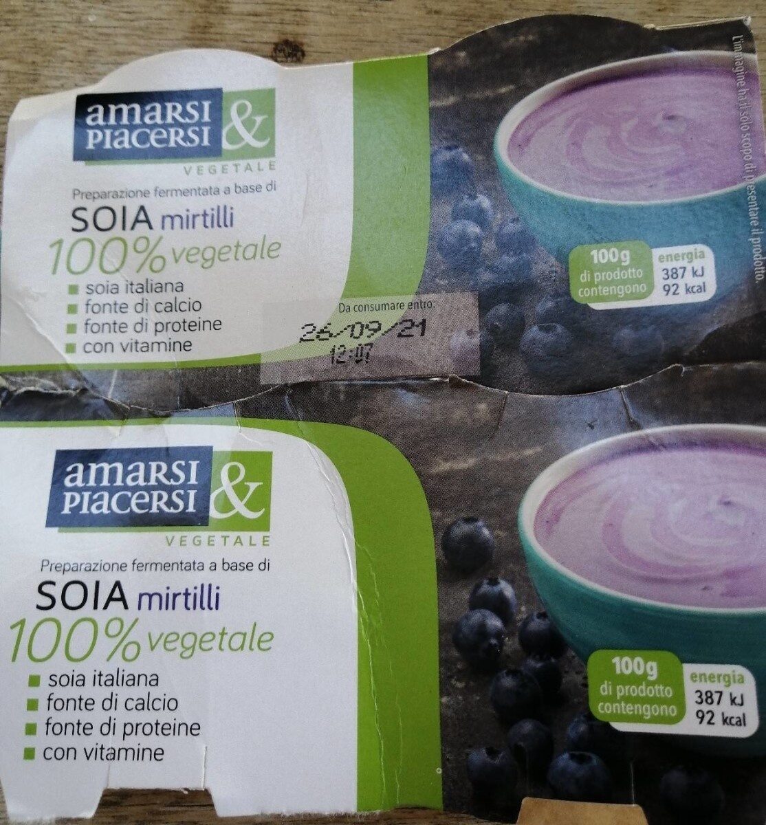 Soia mirtilli 100% vegetale yogurt - Produit - it