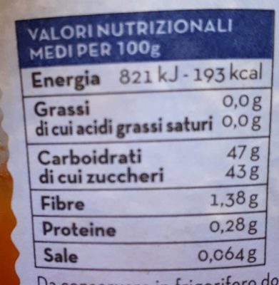 confettura extra di albicocche - Tableau nutritionnel