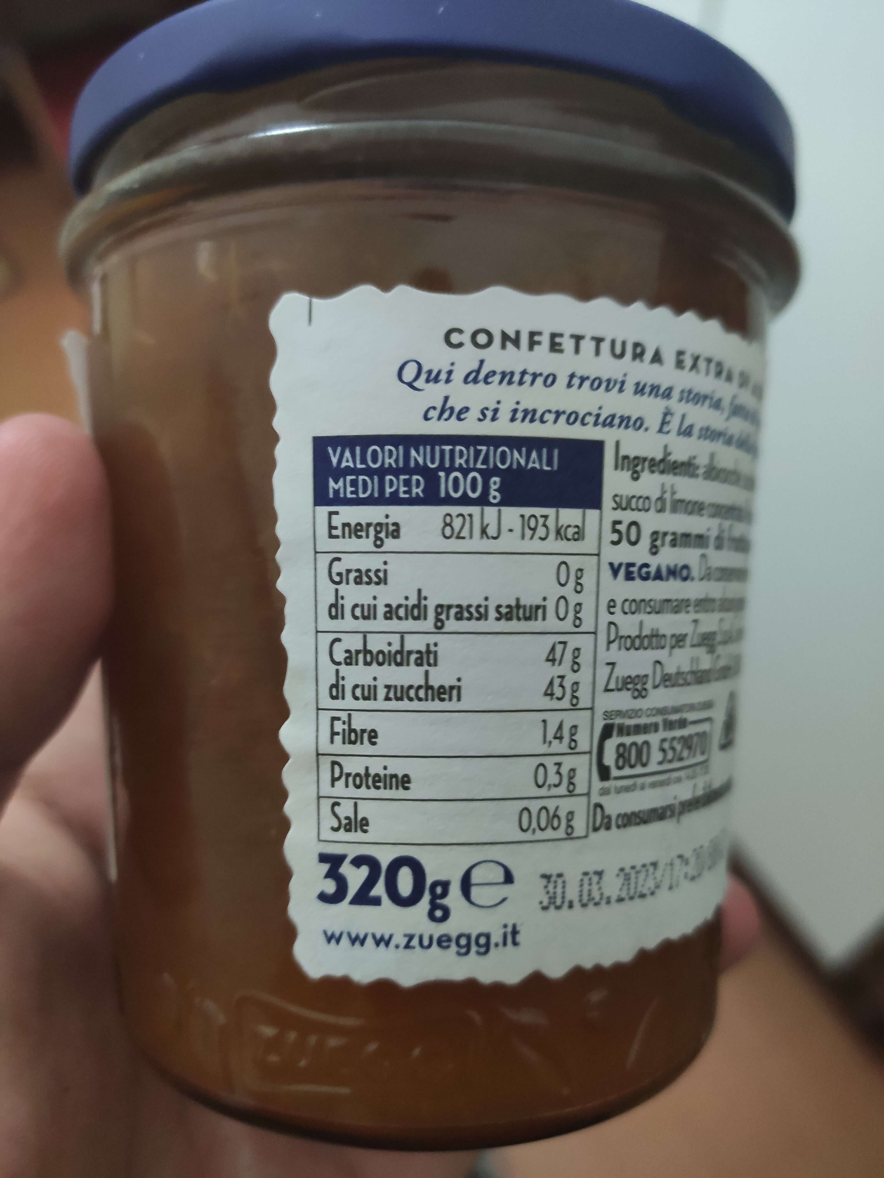 confettura extra di albicocche - Valori nutrizionali