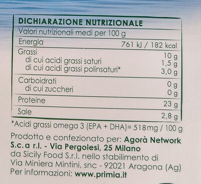 Salmone Scozzese affumicato - Tableau nutritionnel - it