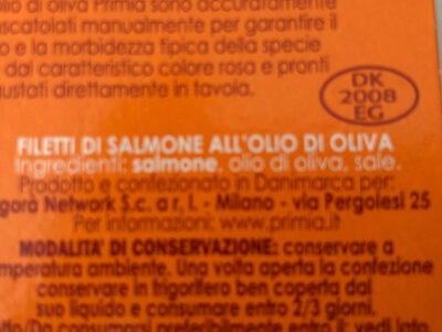 Filetto di salmone all'olio di oliva - Ingredienti
