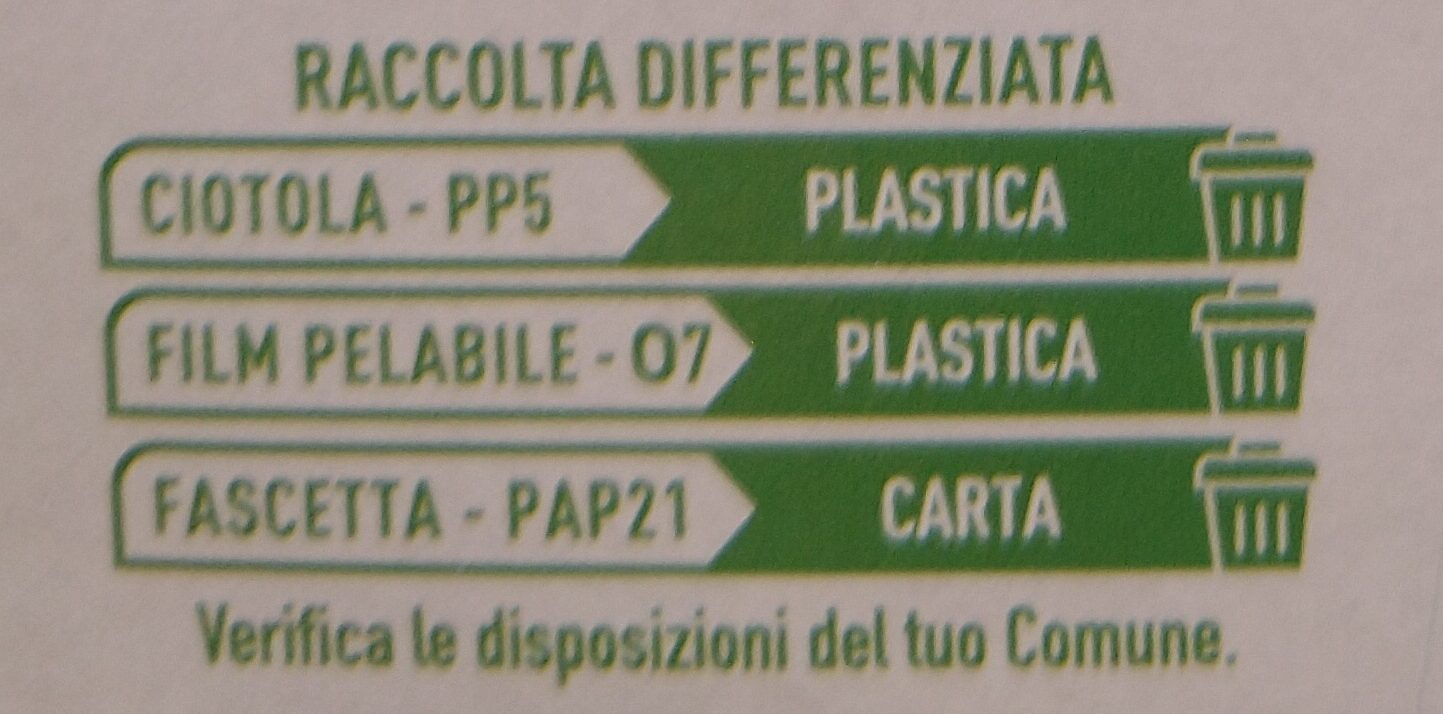Passato di verdura - Istruzioni per il riciclaggio e/o informazioni sull'imballaggio