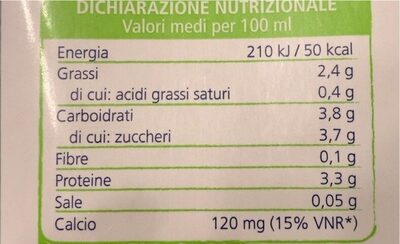 Bevanda vegetale UHT a base di soia con calcio - Valori nutrizionali