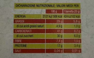 Barretta di sesamo - Nutrition facts - it