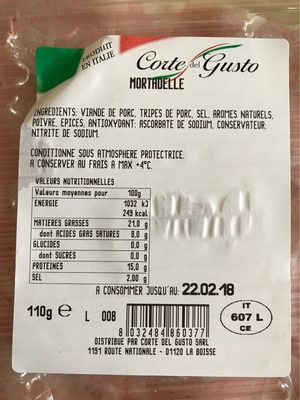 Mortadelle - Nutrition facts
