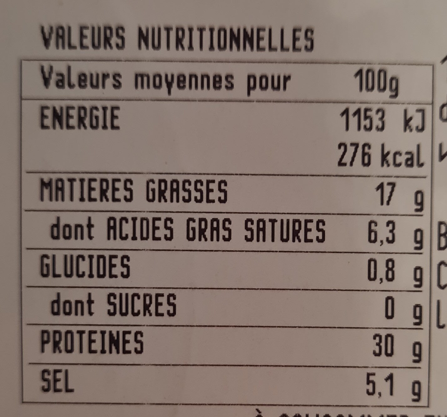 Speck - Nutrition facts - fr